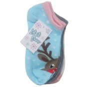 Wholesale - 3pk KIDS REINDEER NS SOCKS SIZE 6-8, UPC: 193159171544